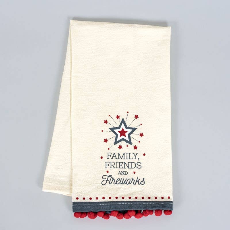 Family , Friends, and Fireworks Tea Towel