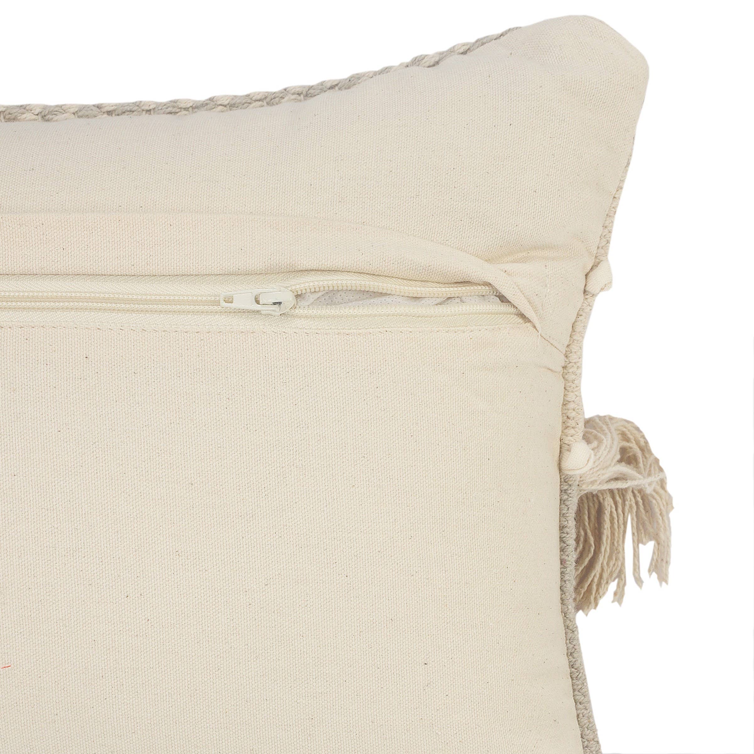 Willy Over Tufted Farmhouse Throw Pillow, Beige/Natural