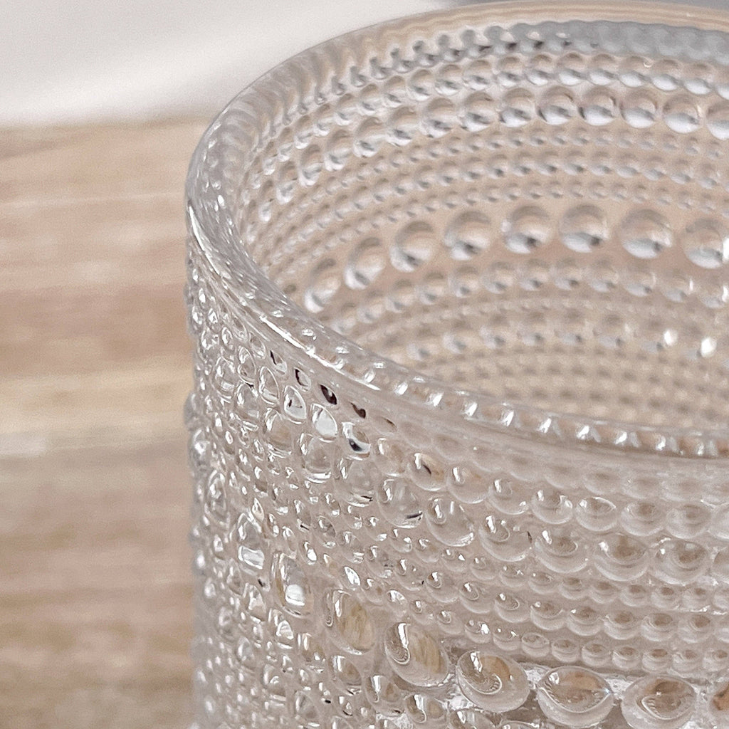 10 oz Textured Beaded Clear Old Fashion Drinking Glasses 6pc