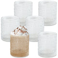 10 oz Textured Beaded Clear Old Fashion Drinking Glasses 6pc