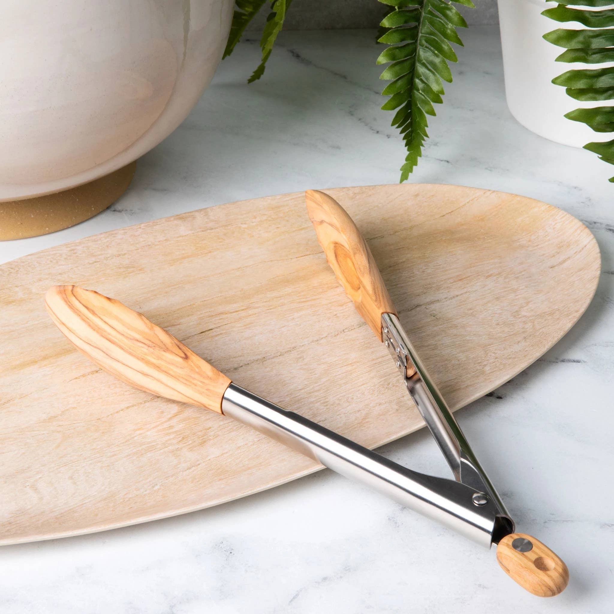 Walnut and Stainless Steel Tongs