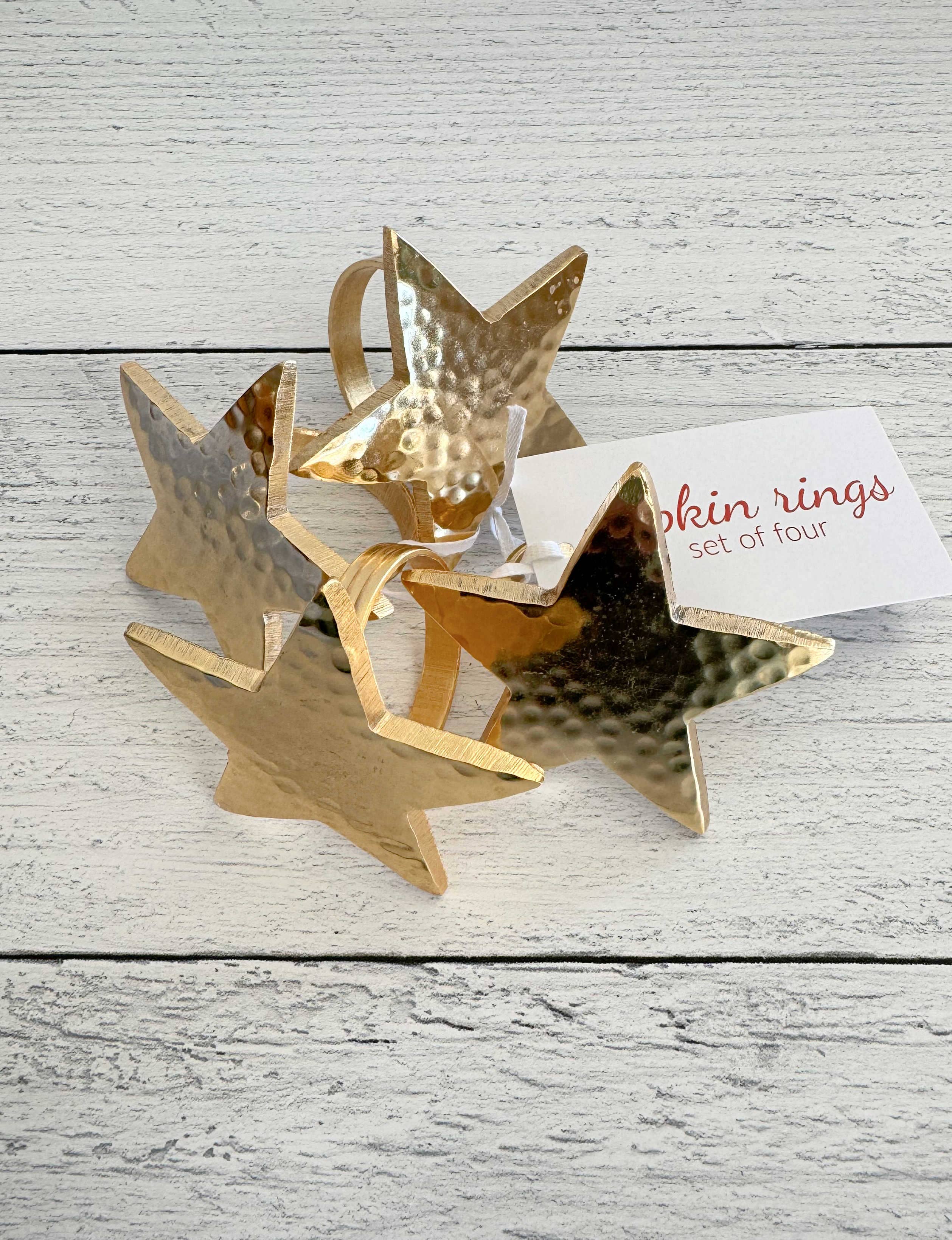 Gold Star Napkin Rings, set of four
