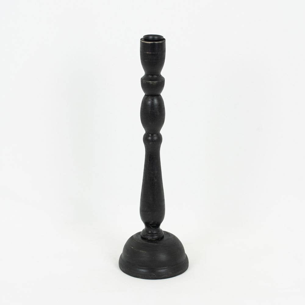 14.5” Black Wood Candlestick