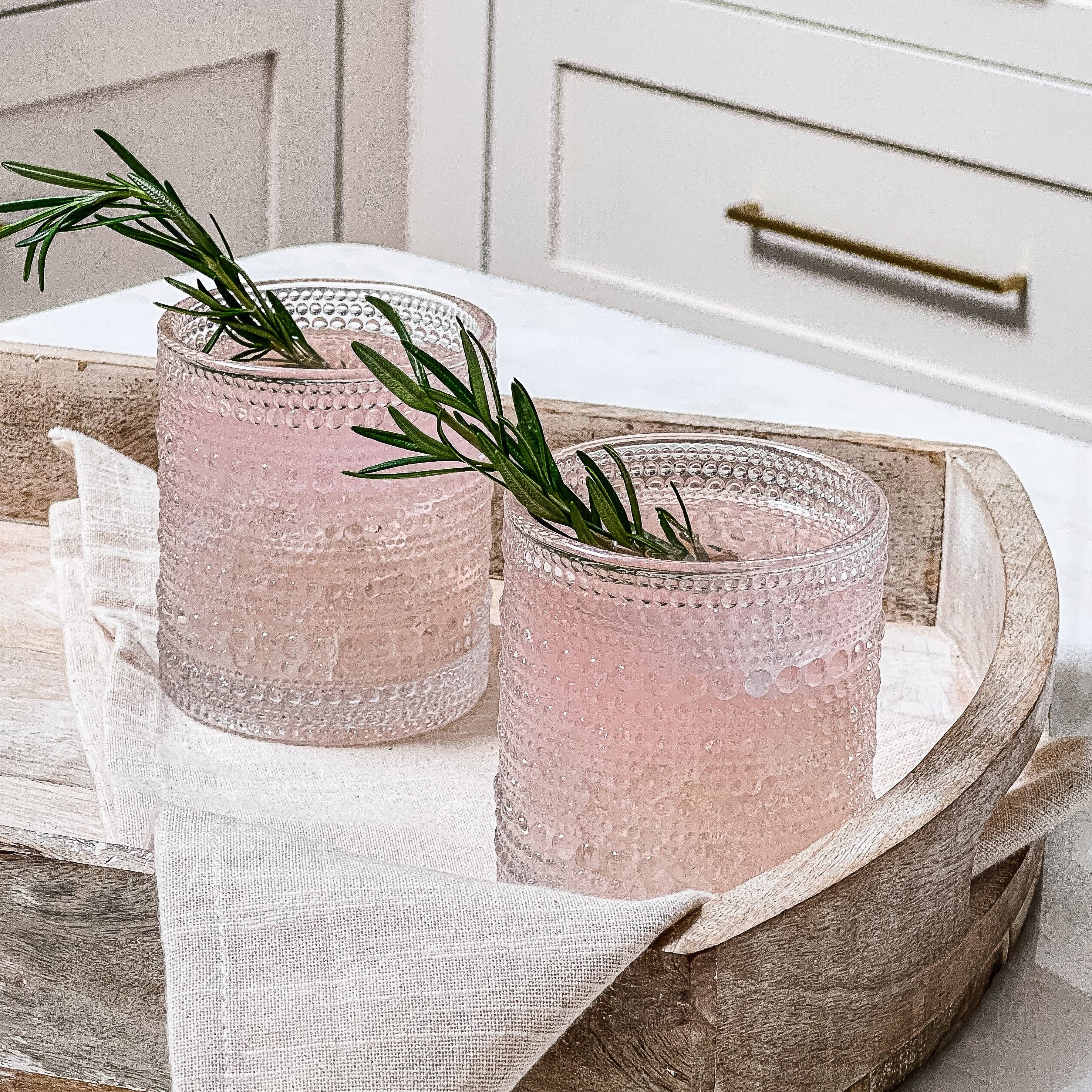 10 oz Textured Beaded Clear Old Fashion Drinking Glasses 6pc