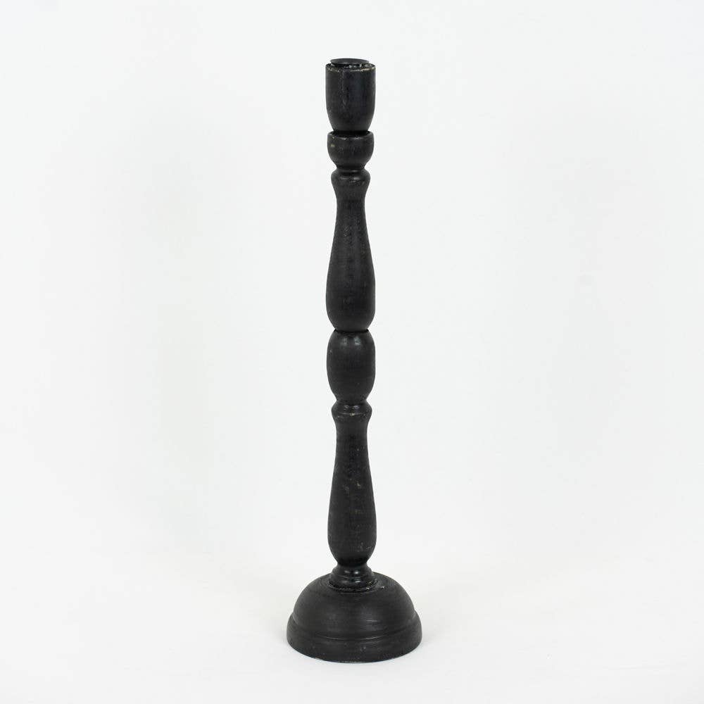 18 1/2” Black Wood Candlestick