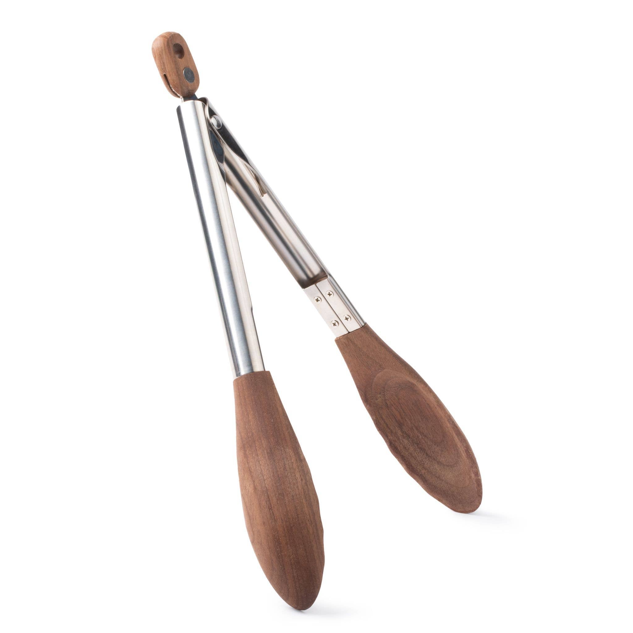 Walnut and Stainless Steel Tongs