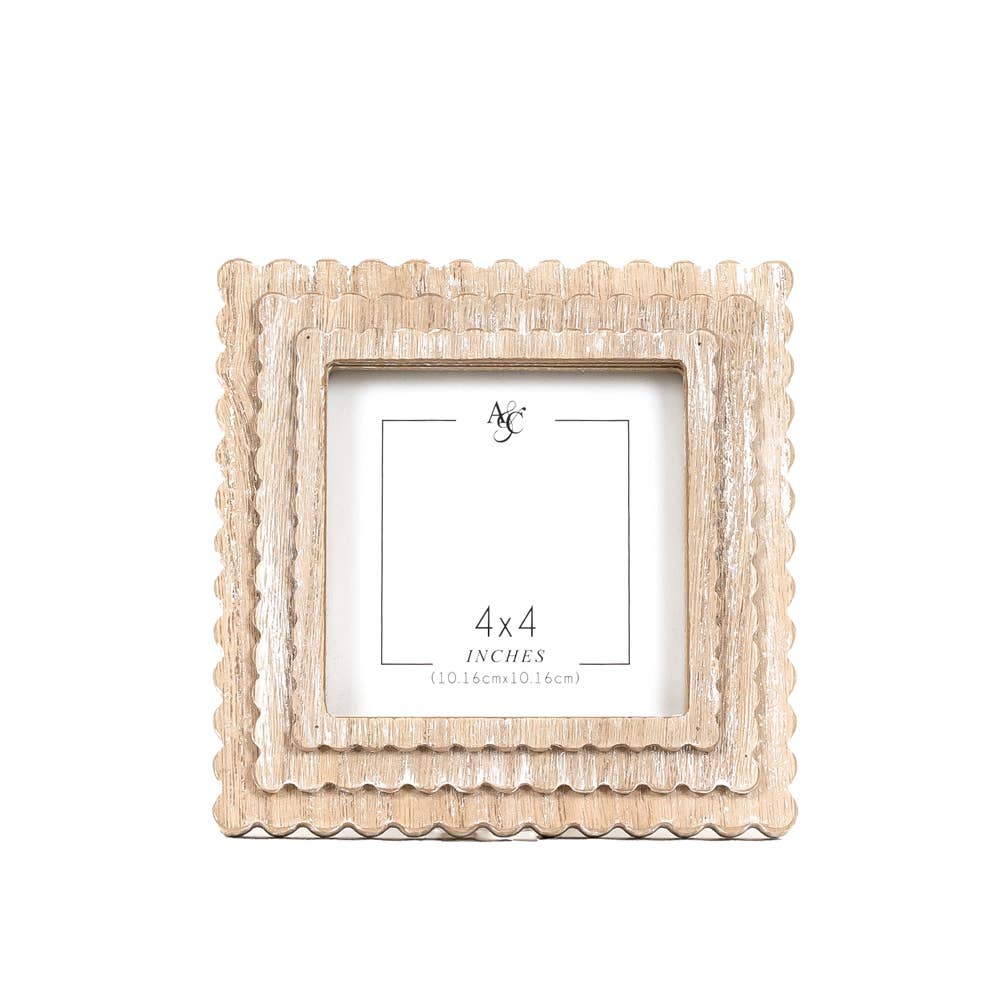 4x4 Scalloped Brown Wood Frame