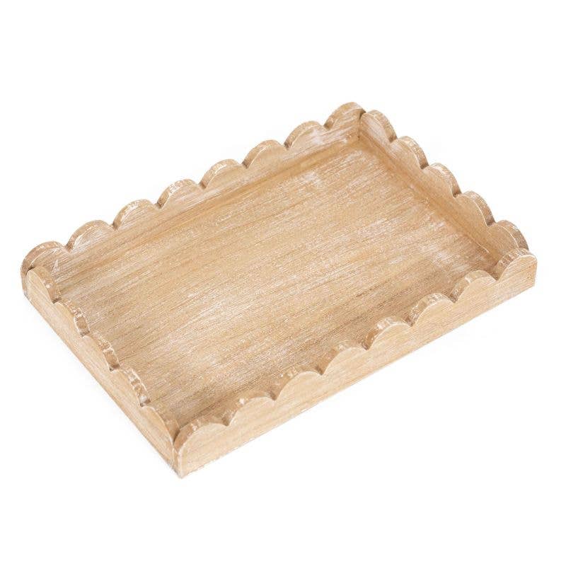 Large Scalloped Wood Trays