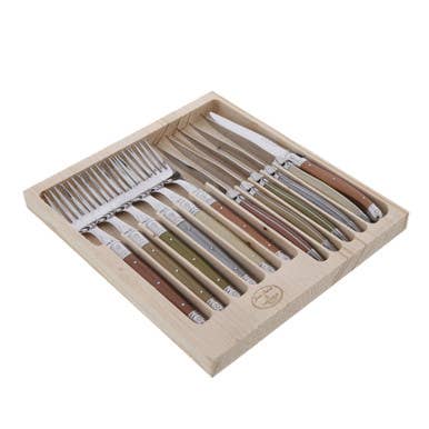 Jean Dubost 12 Pc Cutlery Set with Mineral Handles