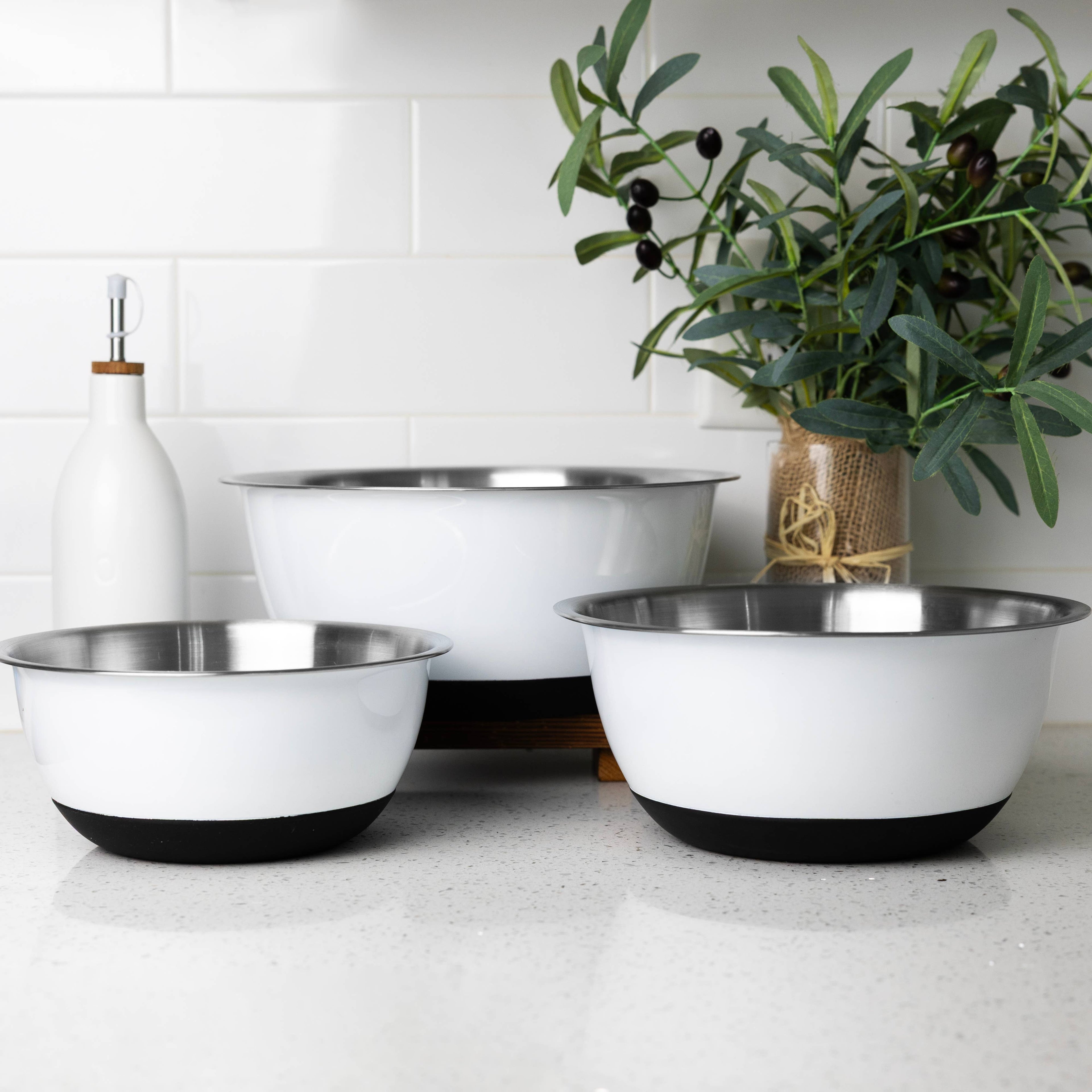 Fox Run White Stainless Steel Mixing Bowl, Set of 3
